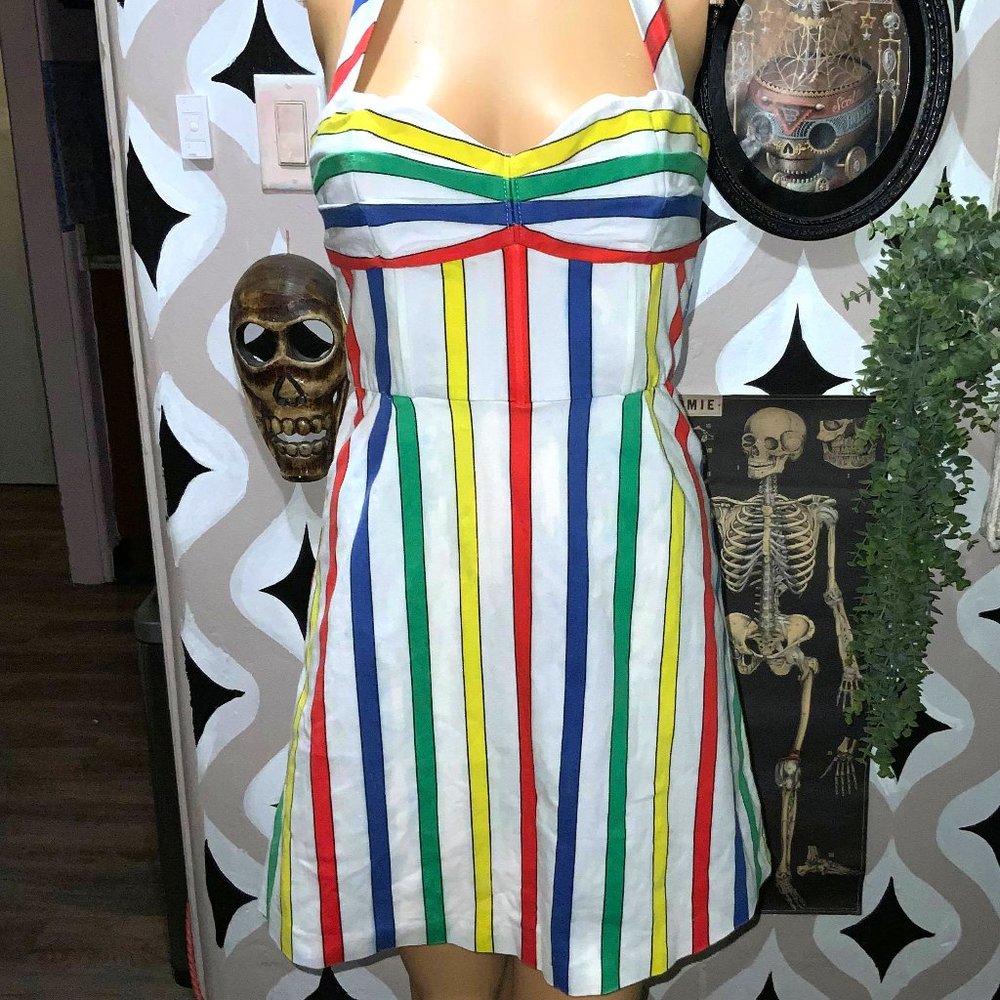 COPY - Alice and Olivia Colorful Striped Mini Dress Sz Sm